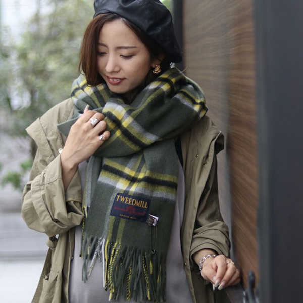 イギリス製ピュアウール【TWEEDMILL/ツイードミル】2022年新作チェック柄ストール・マフラー