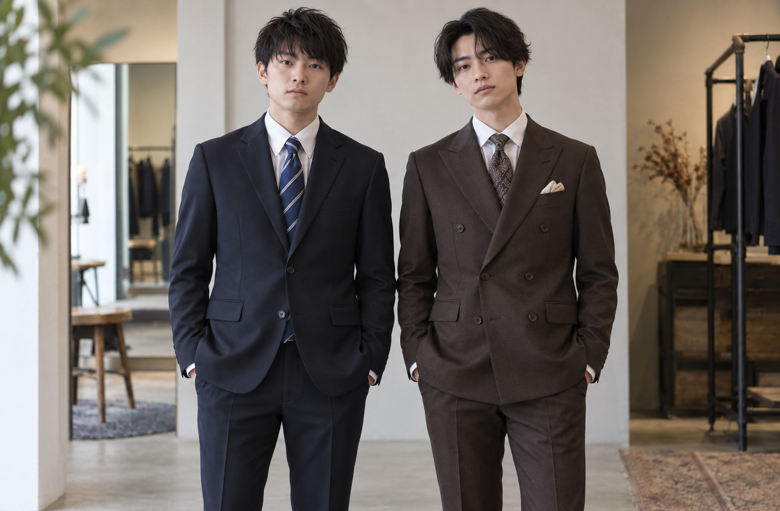 成人式のシングルスーツとダブルスーツの比較